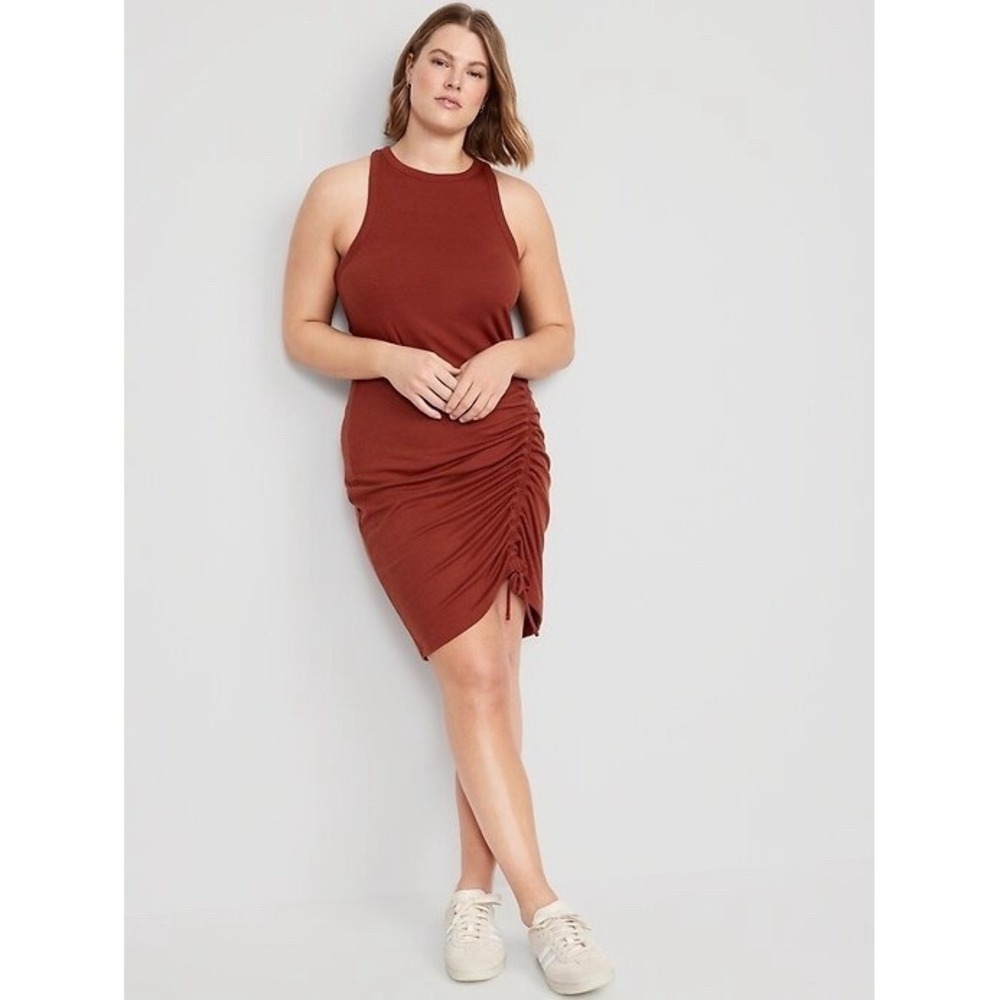 NWT Old Navy Active Ruched Rib-Knit Racerback Dress 3X Active Ultralite Go-Dry